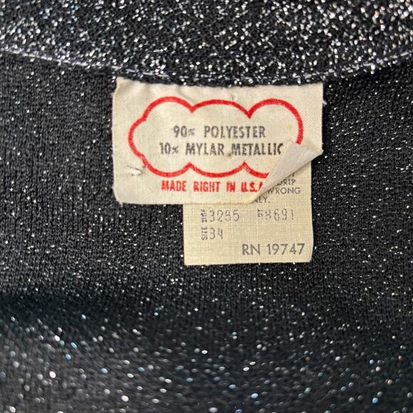 Vintage Black & Silver Metallic Pant Suit Size 7/8 - Picture 5 of 8